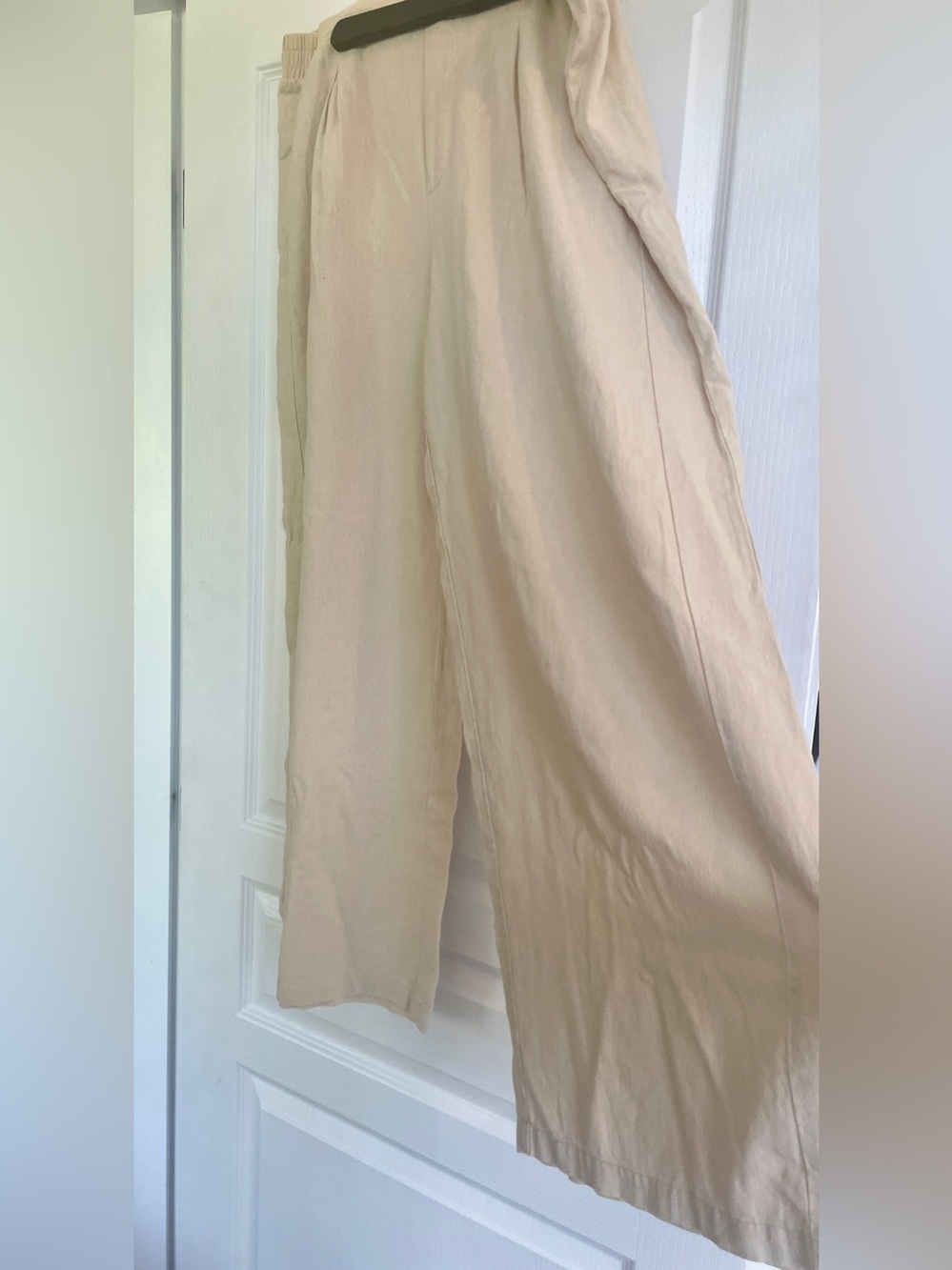Jules & Leopold Cream Wide-Leg Linen-Blend Pull-On Pants - Picture 3 of 4